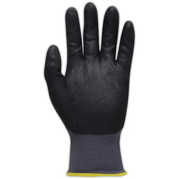 ROC GP110 Grey Nylon Blended Gloves With Full Black Micro Foam Nitrile Coating, 12PK